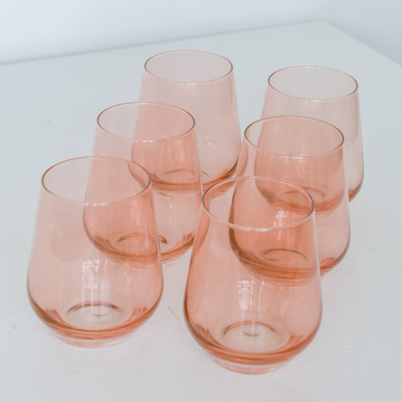 Estelle Colored Wine Stemless Glass (Coral Peach Pink)