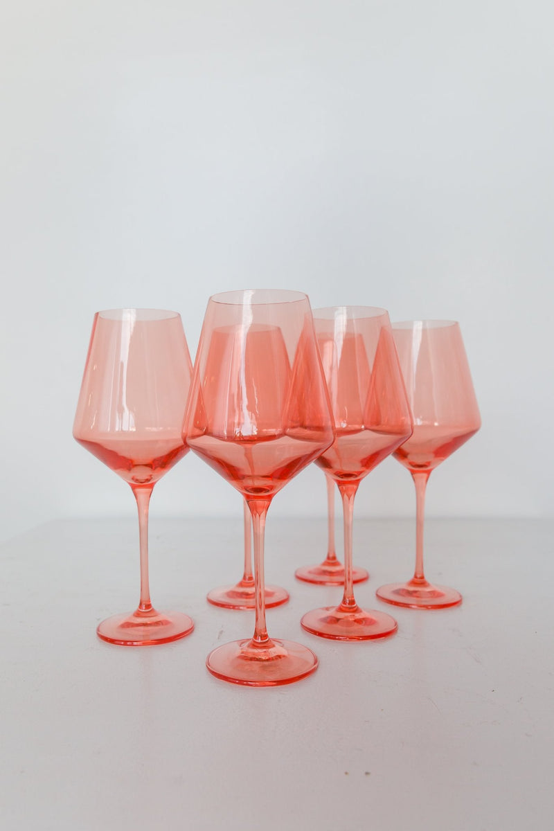 Estelle Colored Wine Stemware (Coral Peach Pink)