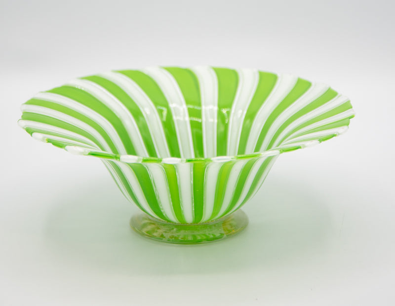 Fratelli Toso Murano Glass Ribbon Plate Green