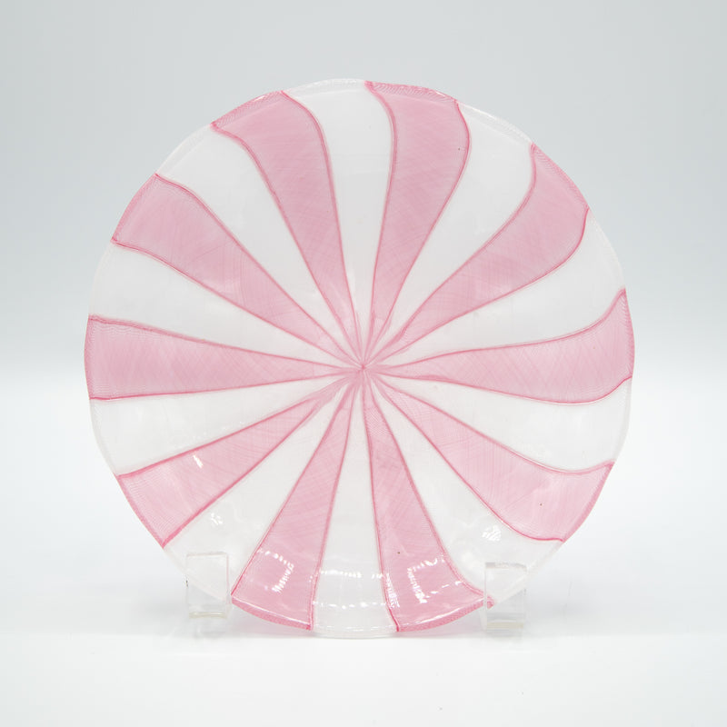 Fratelli Toso Murano Glass Ribbon Plate Pink