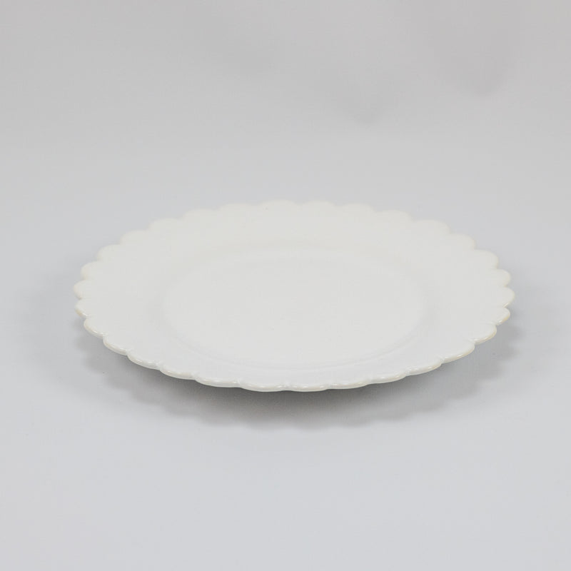 White Scalloped Dinner Plate