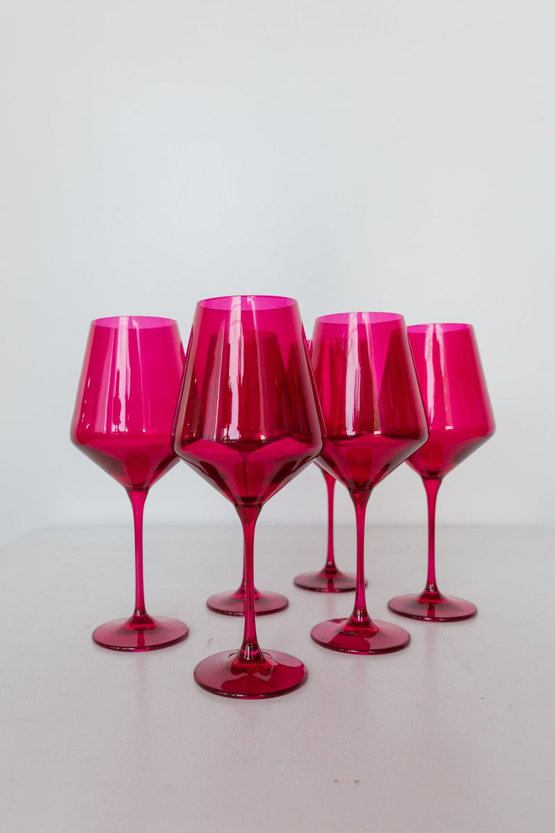 Estelle Colored Wine Stemware (Fuchsia)
