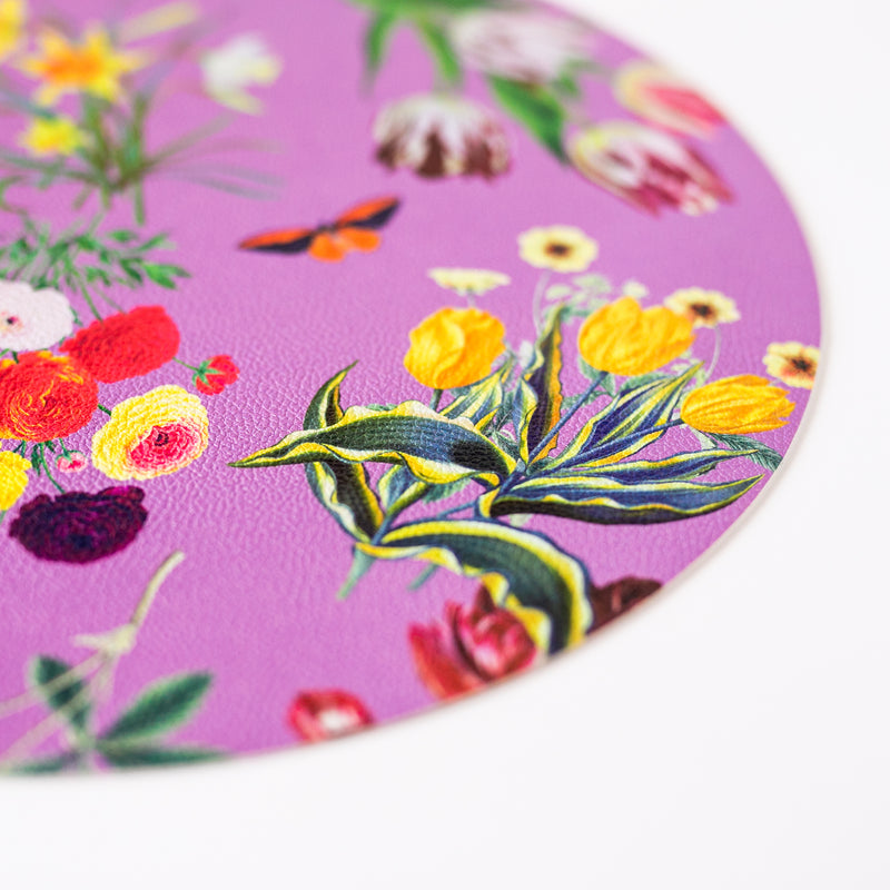 Flora Fauna Orchid Round Pebble Placemat