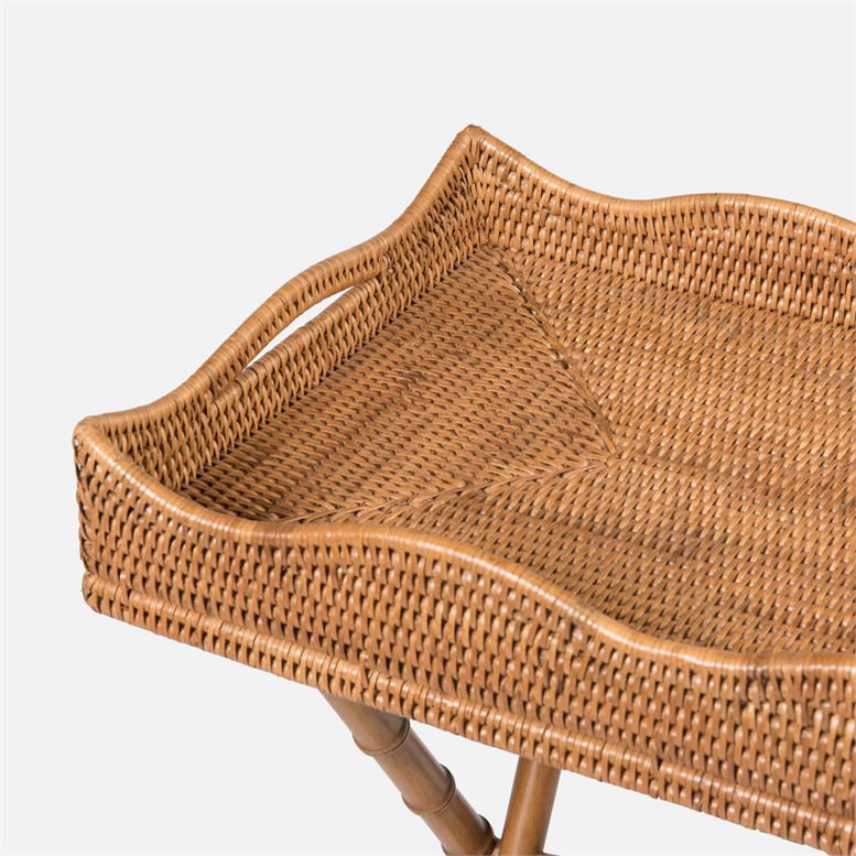 Naoki Natural Woven Rattan Folded Tray Accent Table