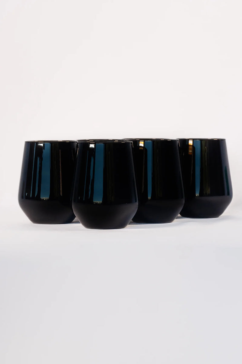 Estelle Colored Wine Stemless Glass (Black)