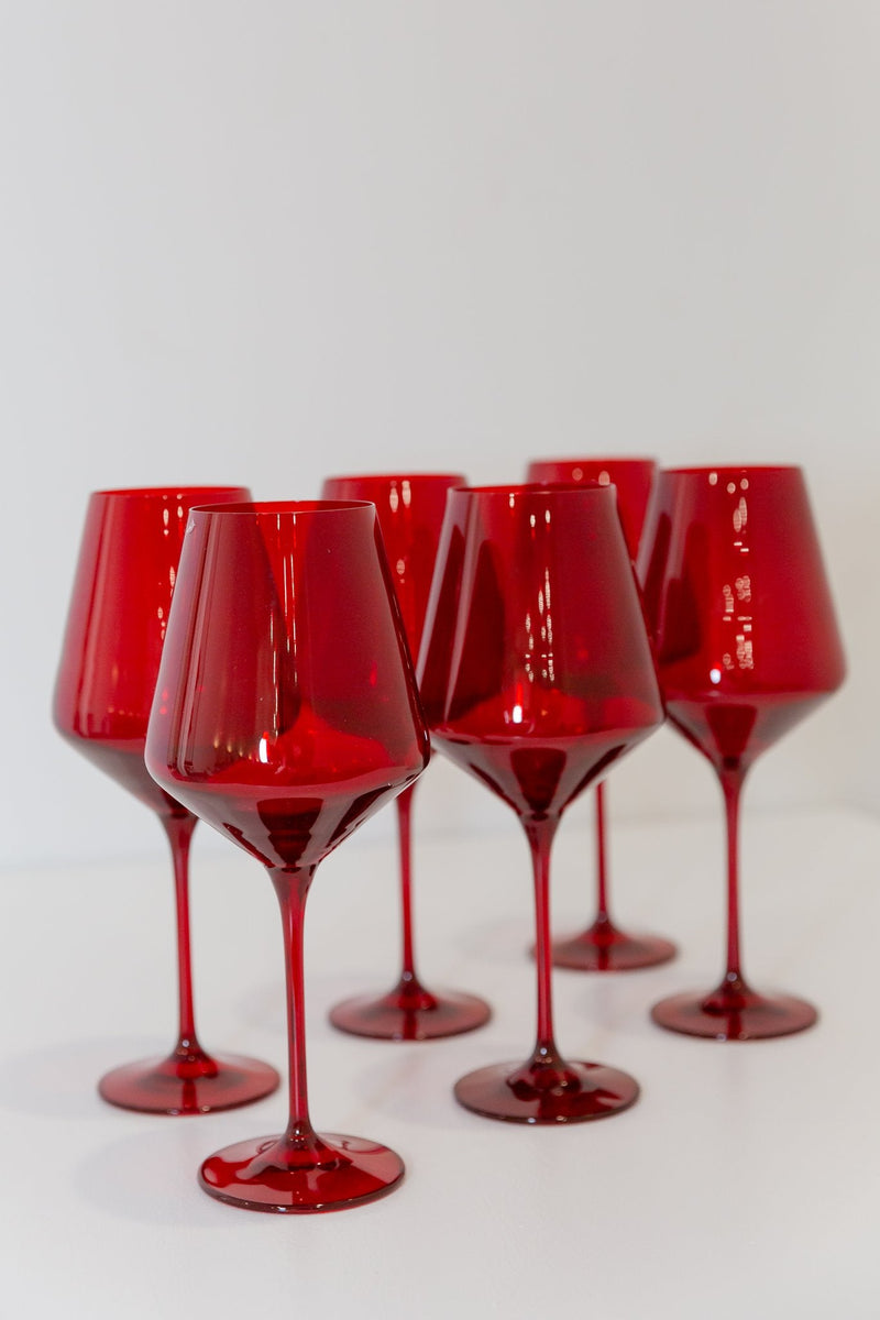 Estelle Colored Wine Stemware (Red)