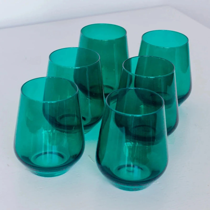 Estelle Colored Wine Stemless Glass (Emerald Green)