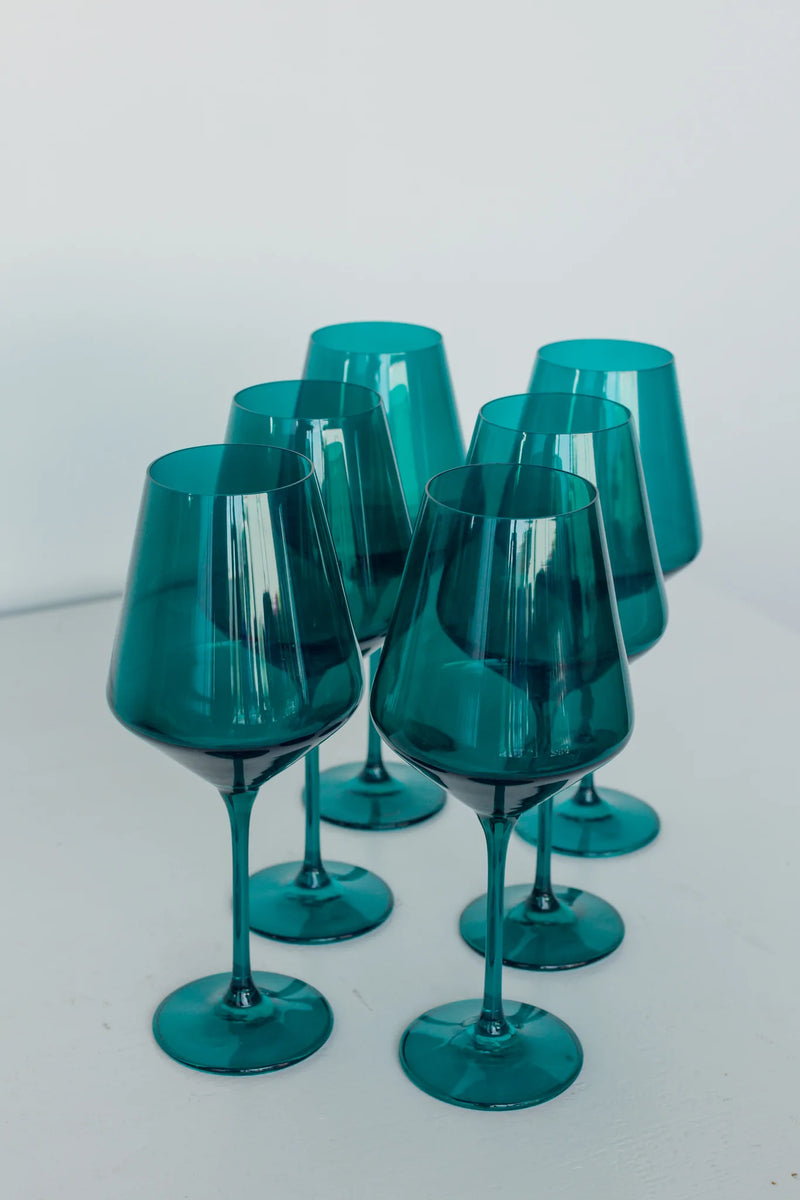 Estelle Colored Wine Stemware (Emerald Green)