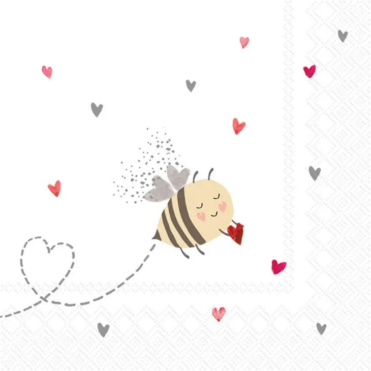Disposable Paper Cocktail Napkins Bee My Valentine