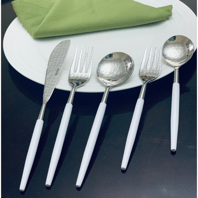 Flatware Stainless Steel 20pc Set in Silver & White