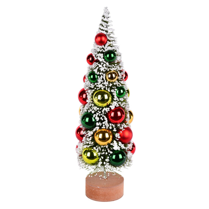 Frosted Tree Red-Grn-Gold Balls 12"