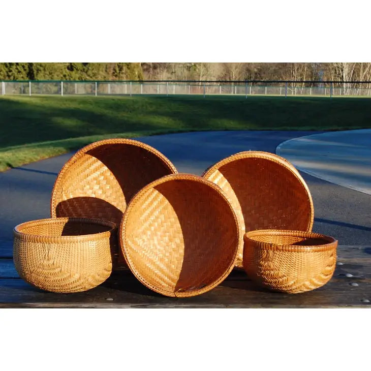 Round Bottom Smoked Bamboo Basket S/5