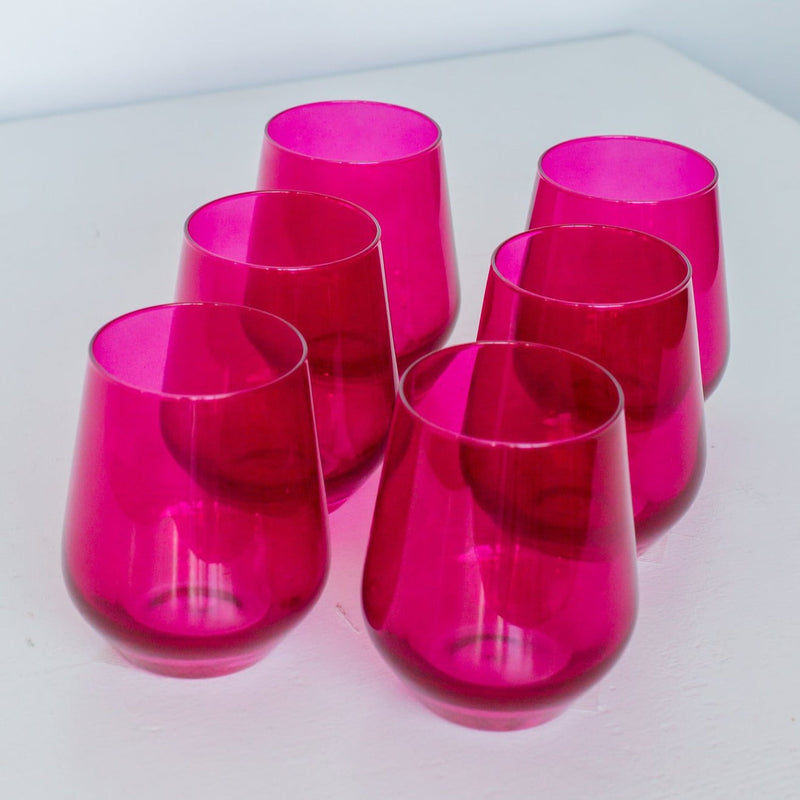 Estelle Colored Wine Stemless Glass (Fuchsia)
