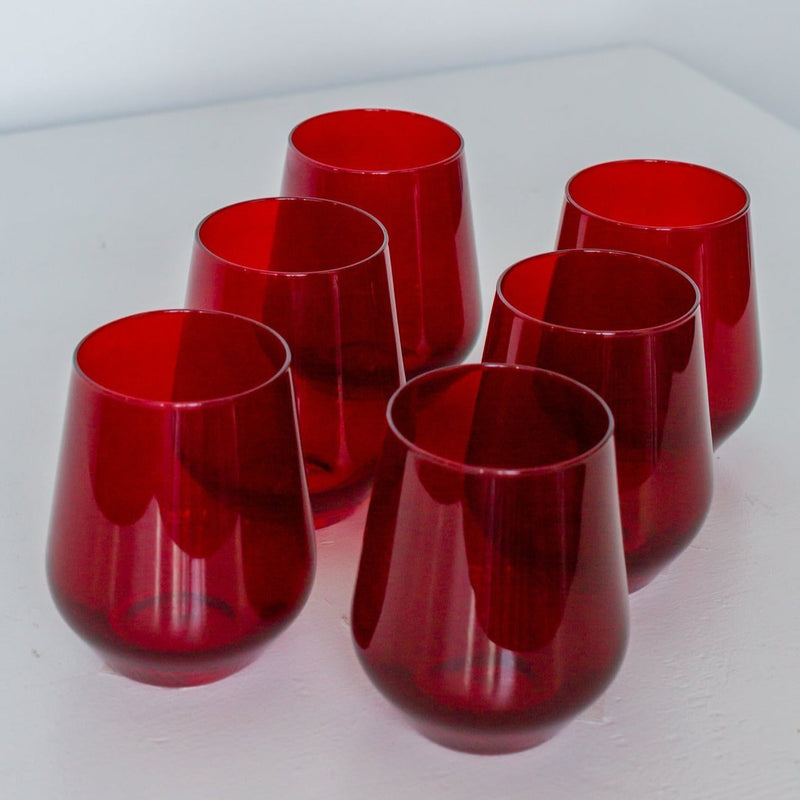 Estelle Colored Wine Stemless Glass (Red)