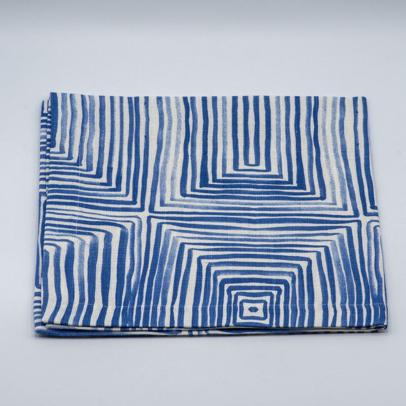 Napkins Linen Print Geo -Blue